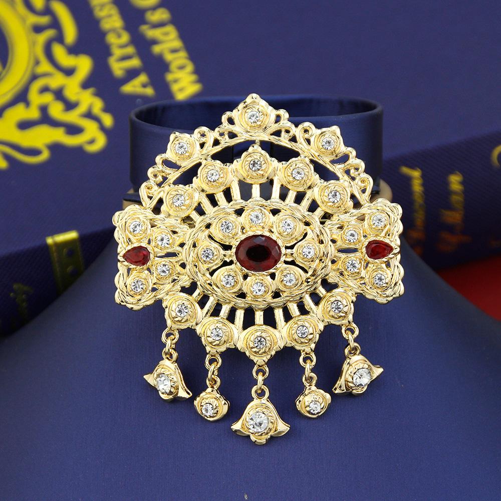 Metal Fringe Crystal Women's Brooch Jewelry Gold Color Flower Brooch Bride Bijoux Accessories