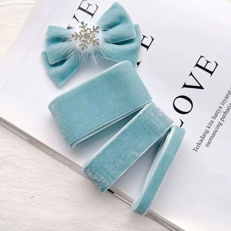 Handmade Gold Velvet Ribbon Bow Hairpin for DIY Holiday Decorations & Floral Packaging