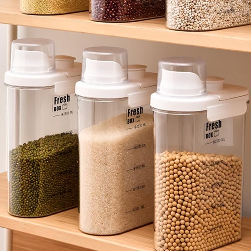 Airtight Kitchen And Laundry Storage Container With Double Sealing Lids And Ergonomic Handle Kitchen Storage Bin