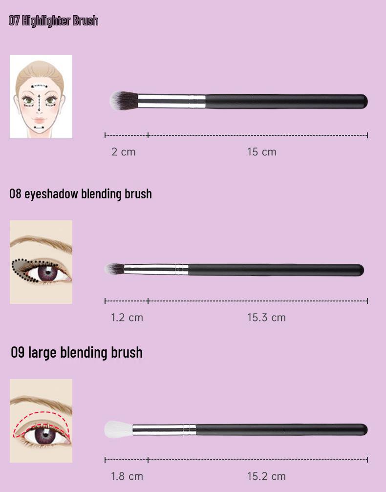 15dílná sada štětců na make-up s dřevěnou rukojetí a úložnou taškou: Zahrnuje štětce na oční stíny a korektor