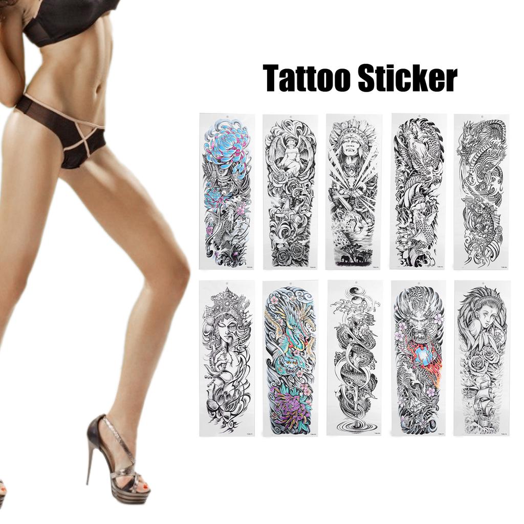 Lifelike Tattoo Stickers Fake Temporary Tattoo Large Full Arm Sticker Waterproof Tattoo Template 10pcs/Set