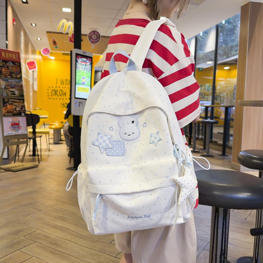 Schoolbag Summer Casual Style Cartoon Rabbit Polka Dot Sweet Girl Backpack Fresh Primary School Schoolbag Women Large Capacity Backpack