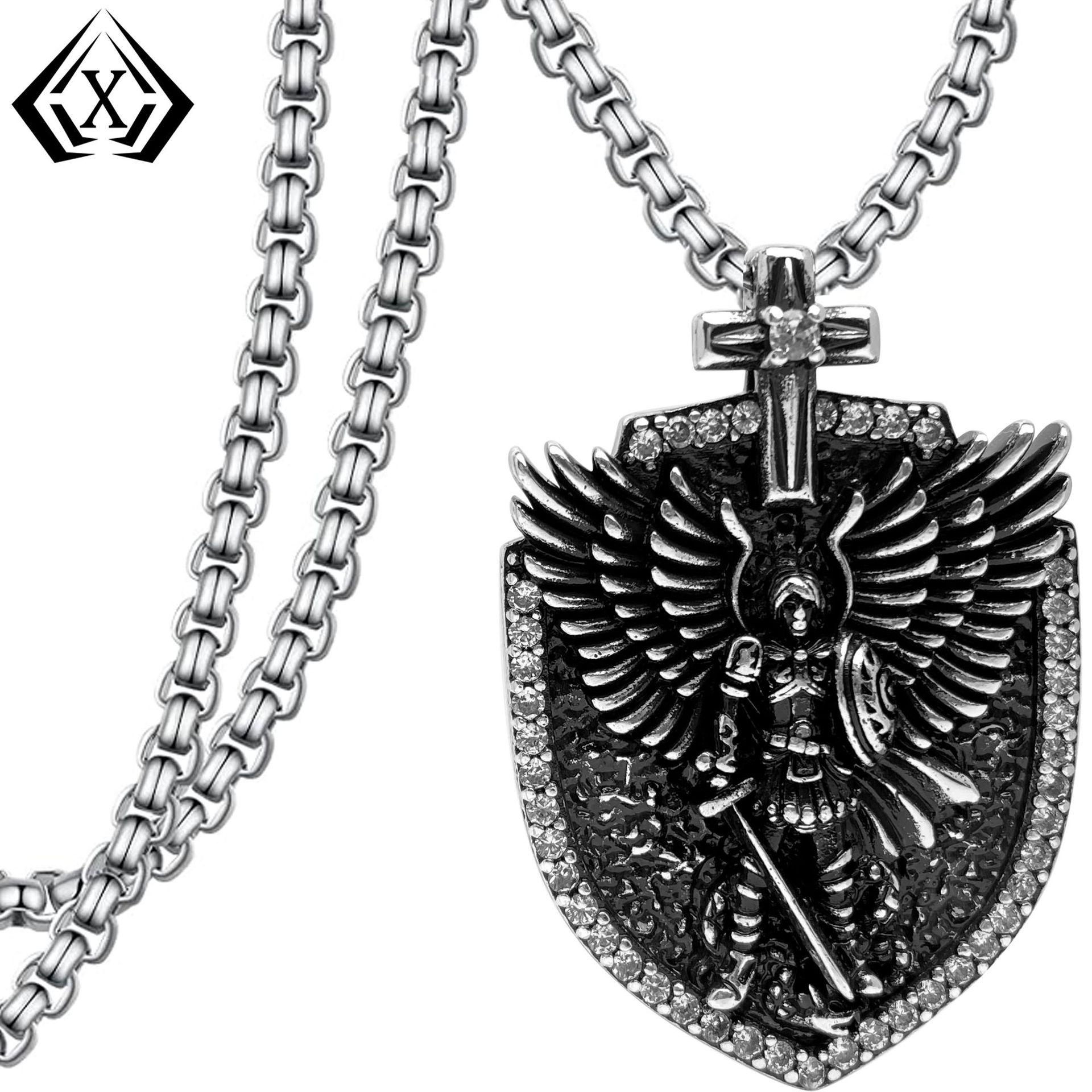 Панк Готический Ангел Воин Ожерелье - Темный Стиль Тяжелая Промышленность Кулон