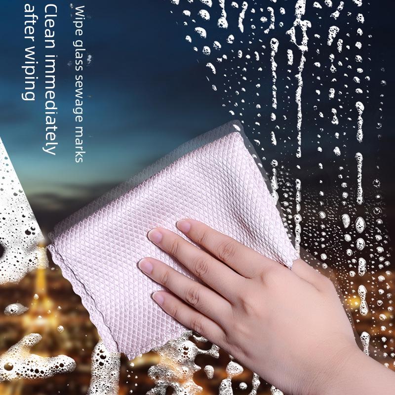 Streak-Free Glass Towel: Water-Absorbent, Lint-Free Fish Scale Cloth for Dishes and Table Cleaning