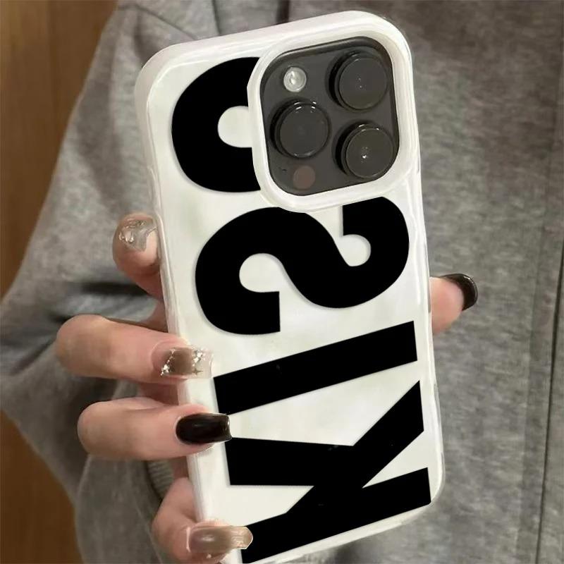 Stylish English Word Kiss Case Funda For iPhone17 Pro Max 16 15 14 13 12 11 Pro Max 16 Plus 17Air Texture Soft Back Cover