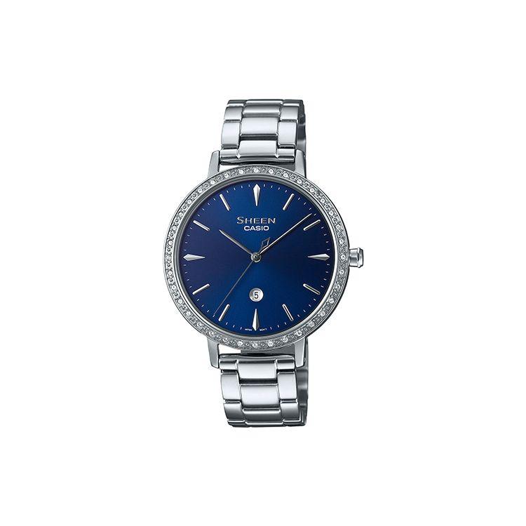 Casio Sheen Elegant Swarovski Waterproof Business Quartz Watch Women Watches Blue SHE-4535D-2AU