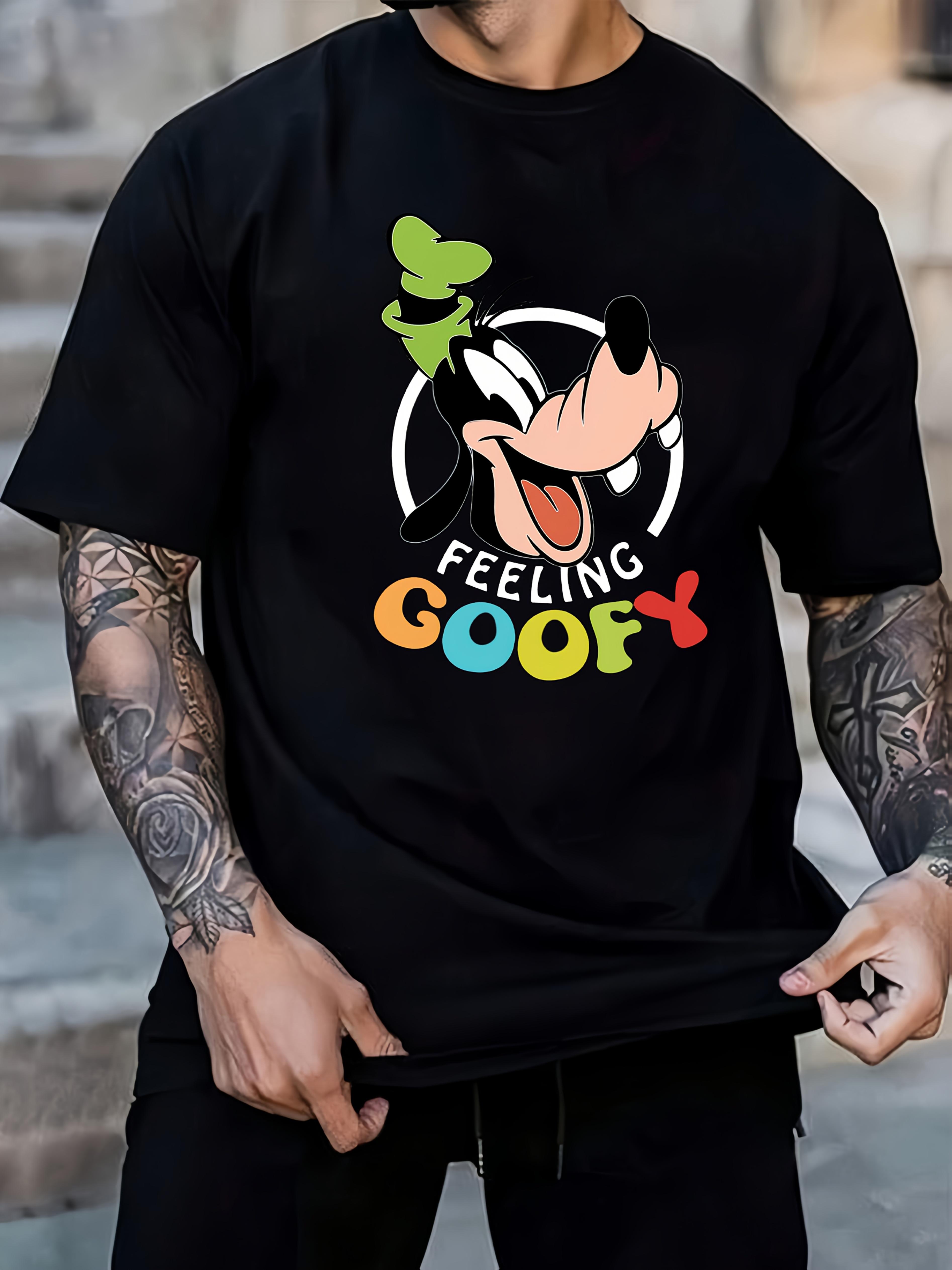 Disney Goofy Series Graphic T-shirt - Loose Fit Summer Short Sleeve Tee with  Feeling Goofy  Print M