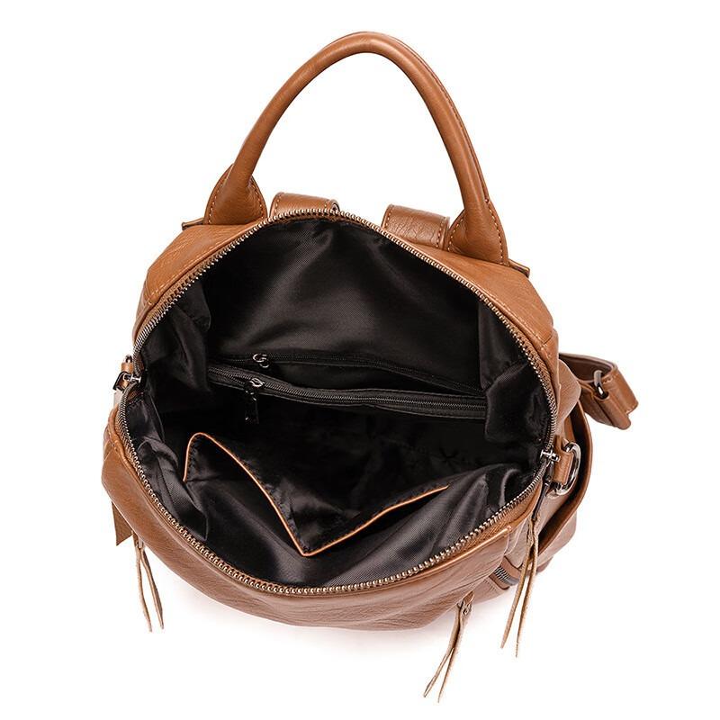 Light Luxury Brand Bags Women's Bags New Cowhide Backpack Women's Bags European and American Retro Large Capacity Outdoor Travel