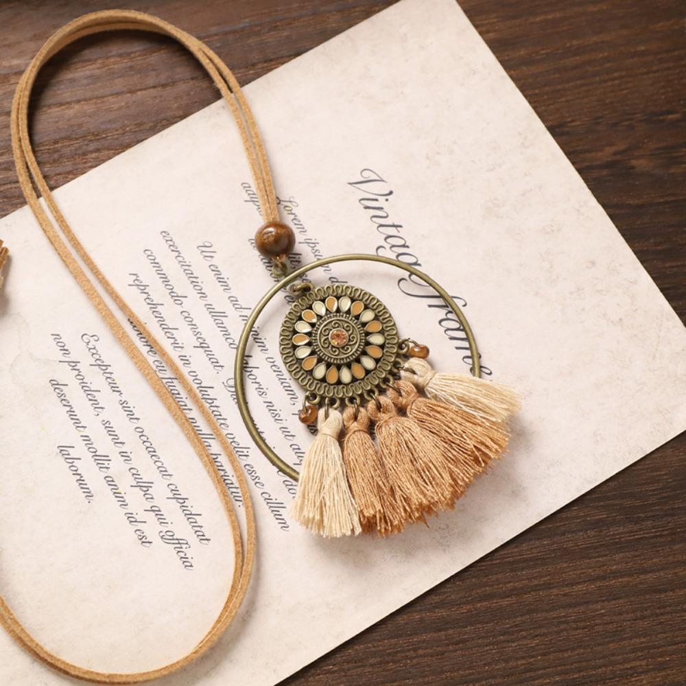 Eleganter Türkis Muschel Anhänger Trendige Braune Anhänger Halsketten Vintage Boho Lange Halskette Schmuck