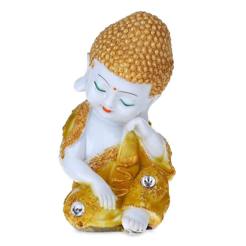 Polyresin Buddha Idol Decorative Showpiece Little Baby Monk Buddha, Showpiece for Home Decor Car Dashboard