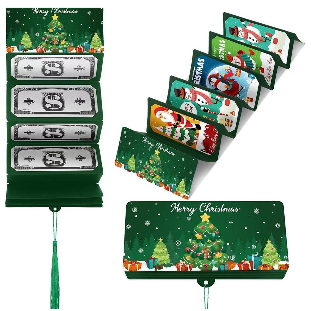 New Christmas Santa Claus Money Card Envelope Merry Christmas Decorations For Home 2025 Folding Banknote Card Navidad Noel Natal