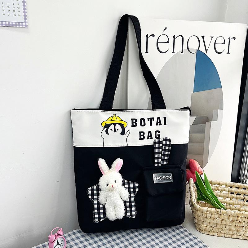 

Сумка для учебы Сумка через плечо большой вместимости для учеников средней школы, новая, контрастного цвета, милая сумка-мессенджер чёрный