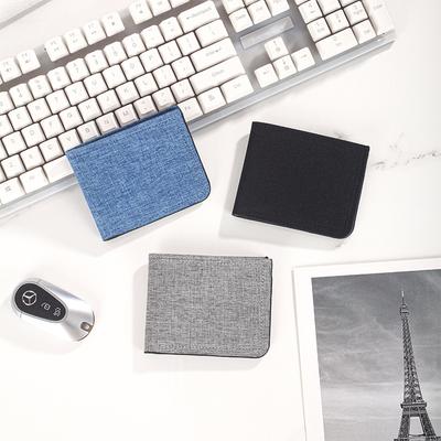 Cartera corta de lona para hombre, cartera con cremallera, vaquera para hombre, nueva, estándar para hombre, ultradelgada