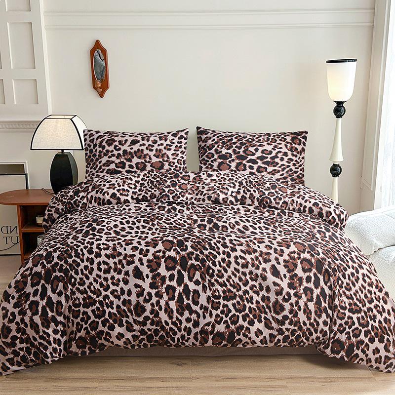Leopard Print Pastoral Style Duvet Cover Set - Single Duvet Cover & Pillowcase.