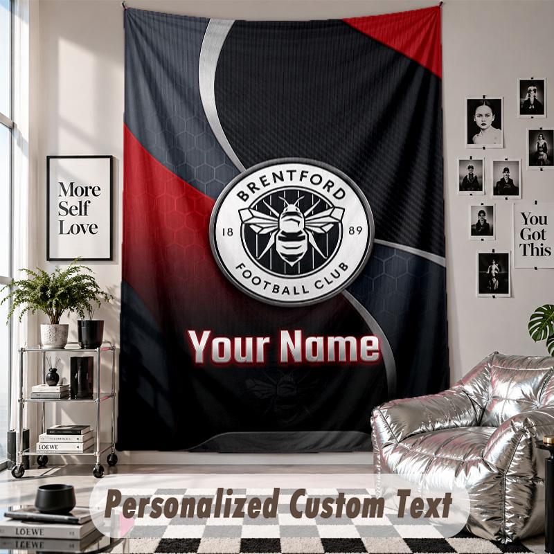 Custom Tapestry Wall Hanging, Brentford Football Personalized Name Text Home Wall Decor