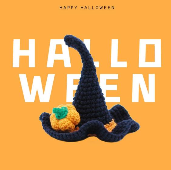 Handmade Halloween Witch Hat for Pets Woolen Pet Clothes