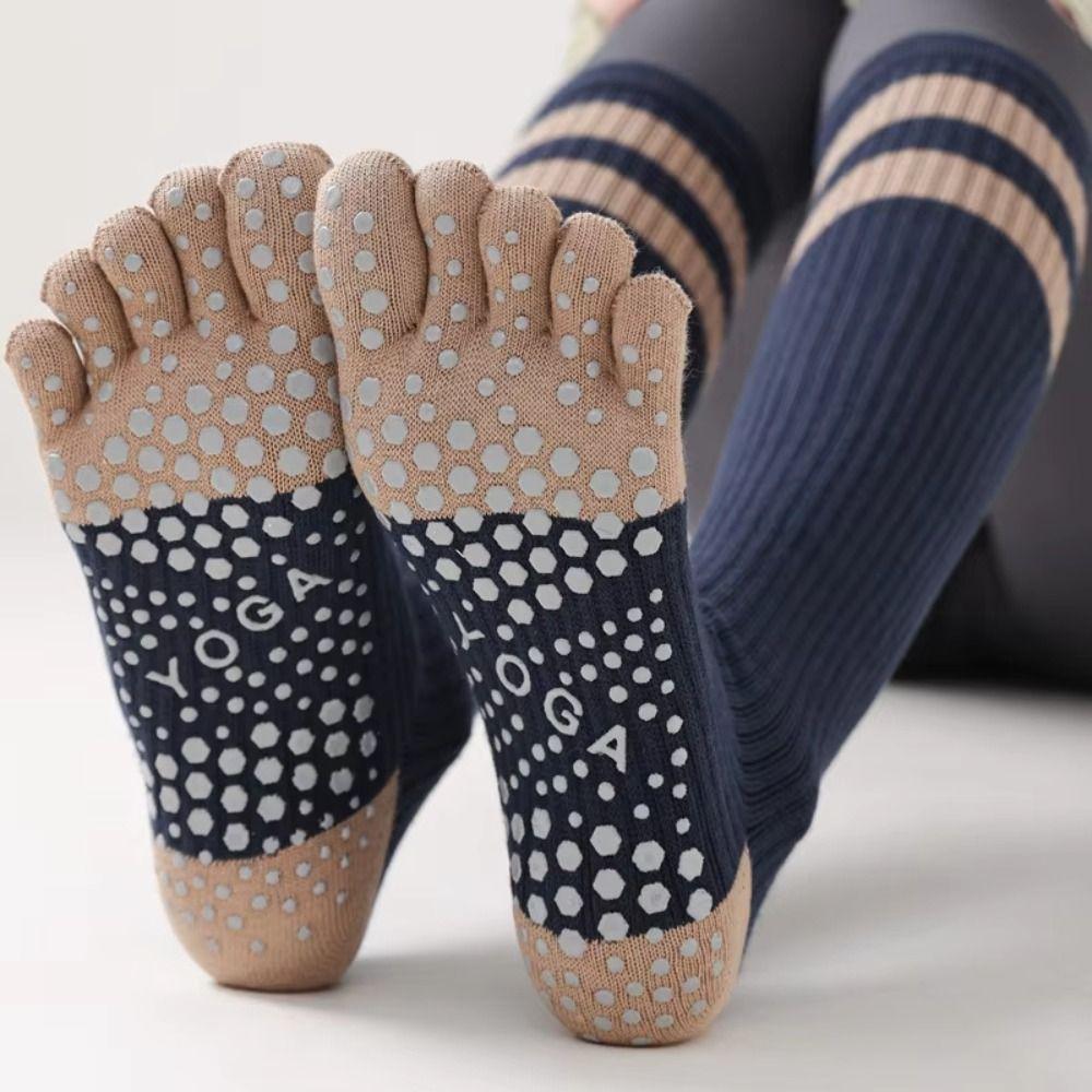New Cotton Five-finger Yoga Socks Silicone Grips Breathable Pilates Socks Non Slip Ballet Socks Women