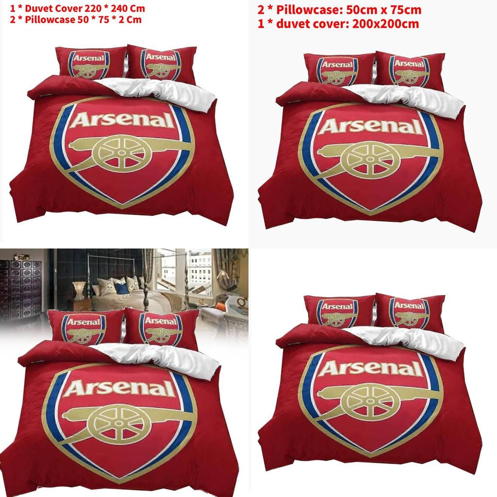 Arsenal Football Club Soccer Print Duvet Cover Set With Polyester Material For Sports Fans Bedroom Decor