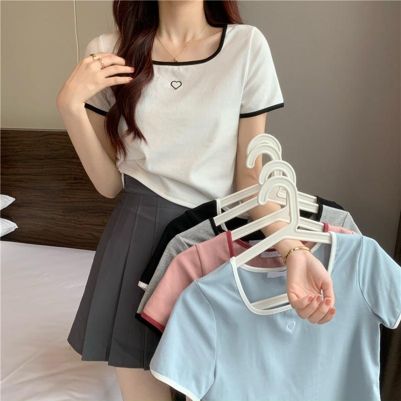 Love Embroidered T-shirt Women's Short Sleeve Top