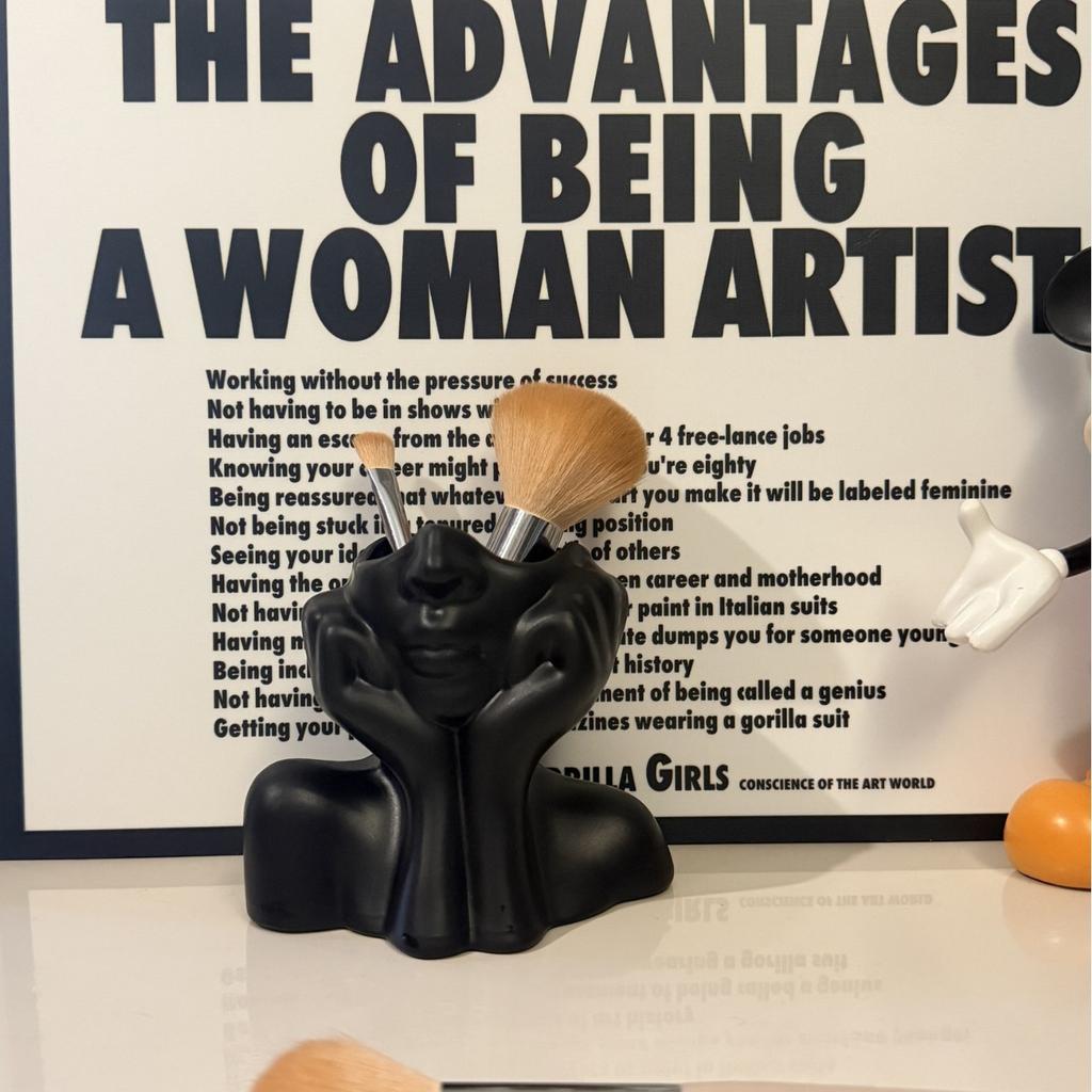 Gesichtsform Make-up-Pinselhalter - Schönheits-Aufbewahrungsbox mit weiblichem Gesichtsdessin, Leichter Kosmetik-Organizer für Schminktisch/Badezimmer