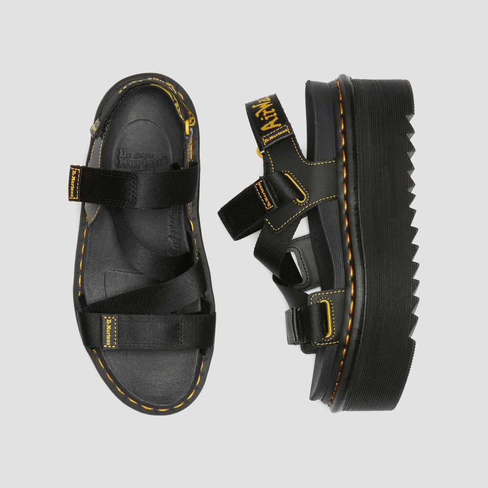 Sandals Dr. Martens Black Kimber Logo Webbing Strap Version