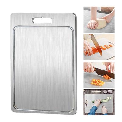 Tabla de cortar de acero inoxidable para cocina Tabla de cortar de doble cara de primera calidad para carne y fruta