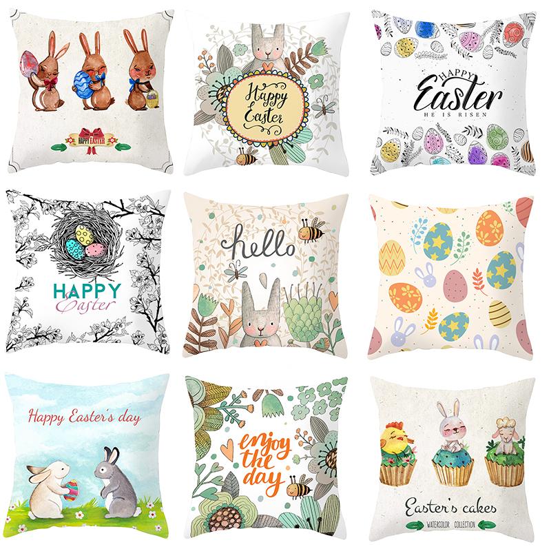 Home Decoration Easter Rabbit Egg Polyester Pillow Set For 45 Cm Of Car Sa Decoration Houses Funda De Almohada