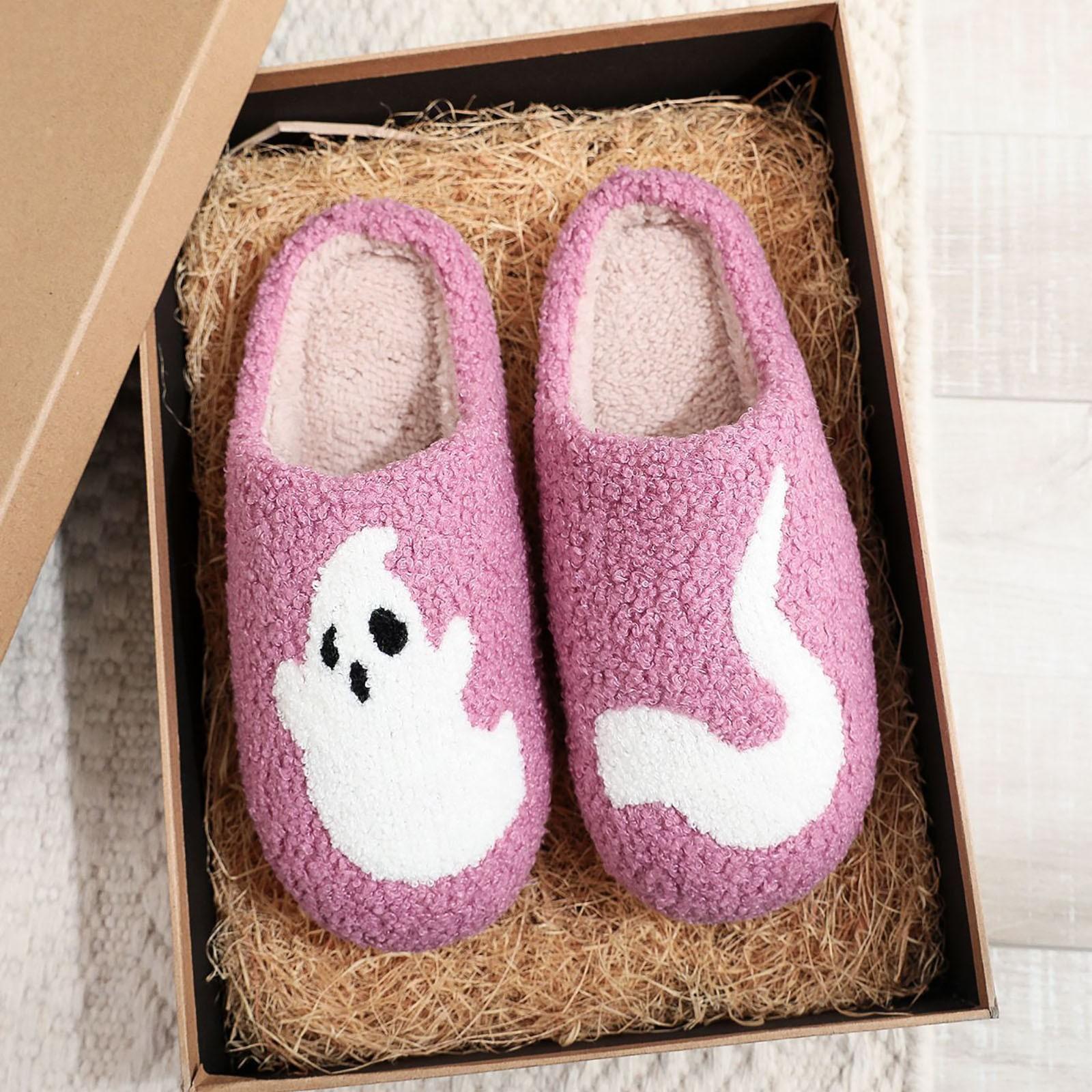 

Women Slippers Baotou Halloween Home Cute Cartoon Household Cotton Slippers Men And Women Couple Models Womens Clog Slippers 36 рожевий