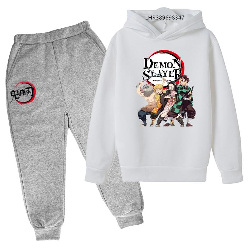 

Дитяче худі Аніме Пальто Demon Slayer Дитячі Худі+Штани Комплекти Дівчатка Хлопчики Принт Повсякденні Толстовки Пуловер 130