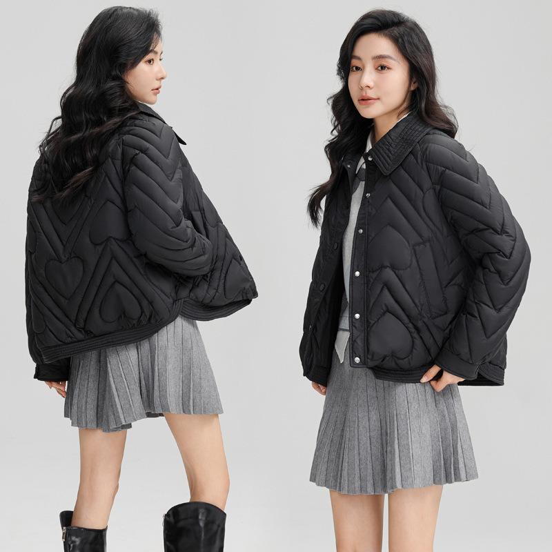 Real winter new product small cotton-padded clothes lapel temperament light and thin short thin down cotton-padded clothes