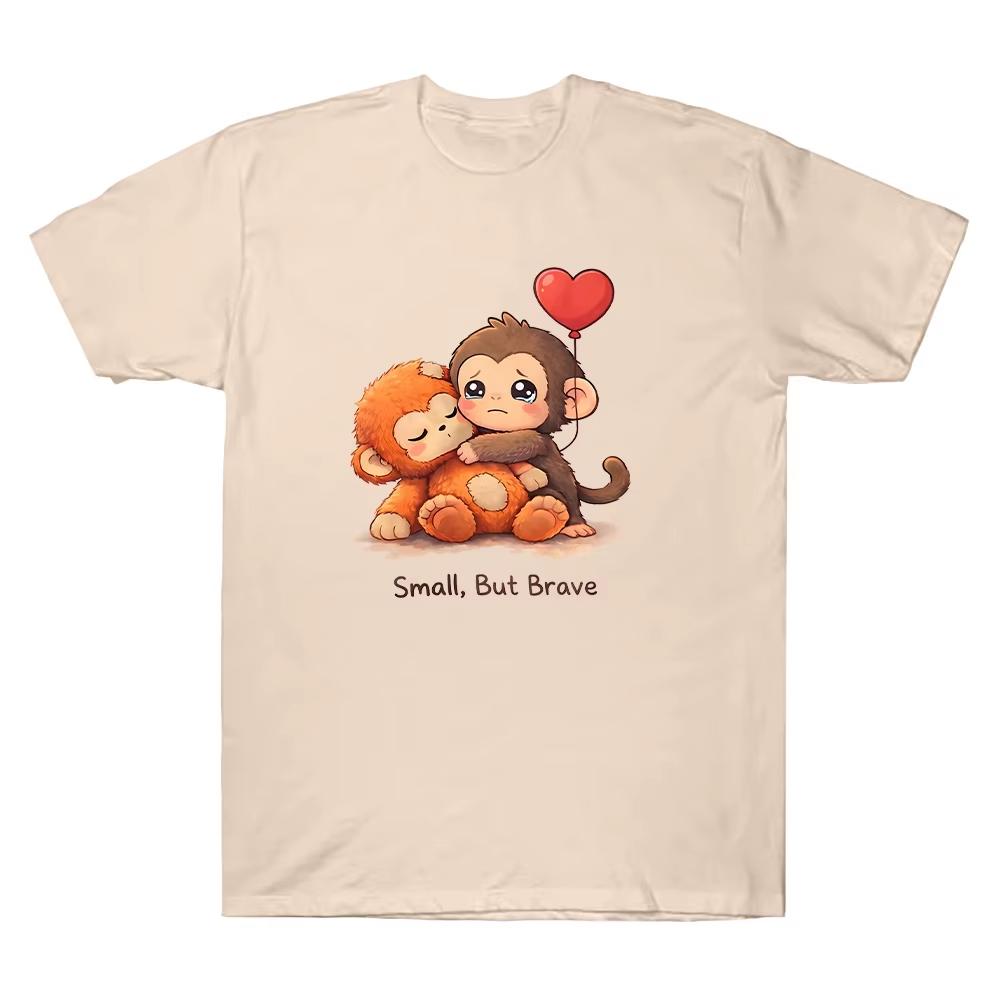 

Punch Monkey T-shirts Small But Brave Graphic Clothes Abandoned Rescue Story Gift Pure Cotton Tees Unisex O-neck Loose T Shir... S разноцветный