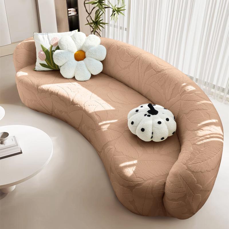 

Shaped Sofa Protector Stretch Semi-Circular Curved Couch Cover Soft Leaves Sectional Jacquard Sofa Slipcover for Living Room XXL305-350cm