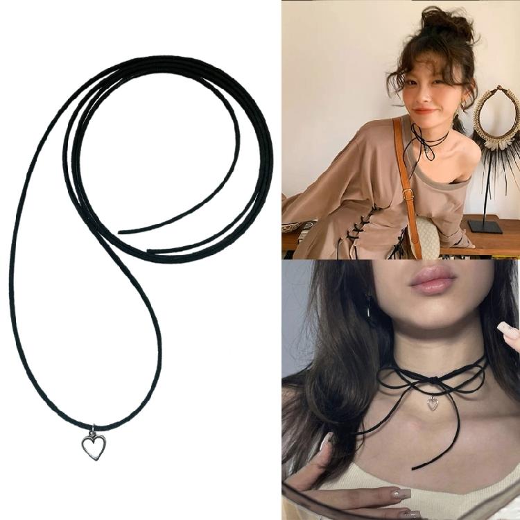 Minimalist Hollow Out Flower Necklace Long Rope Chain Sexy Rock Handmade Heart