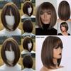 Womens Short Straight Wig With Bangs Hightemperature Silk For Casual And Party Use