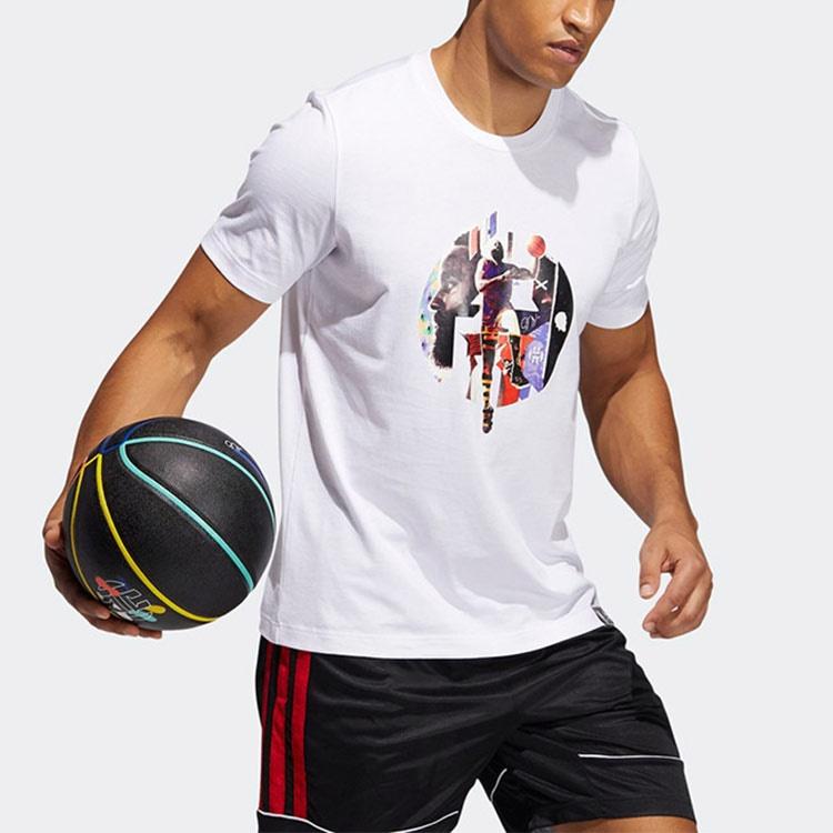 adidas Hdn Abstract T Basketball Sports Printing Loose Short Sleeve White Men's GH6717