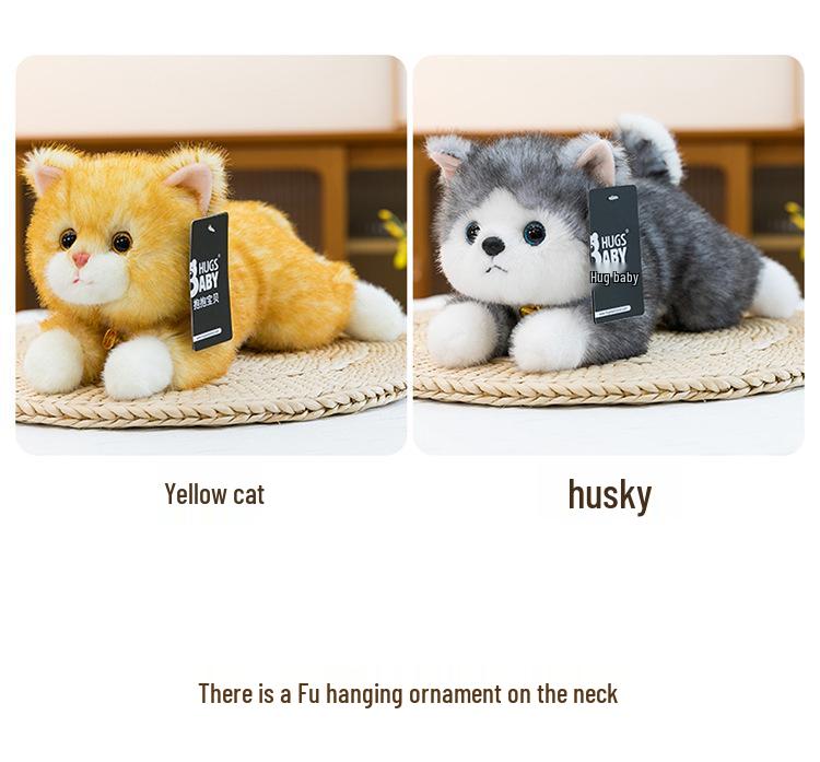 Adorable Calico Cat & Dog Plush Toy - Lying Pillow for Kids' Room Decor