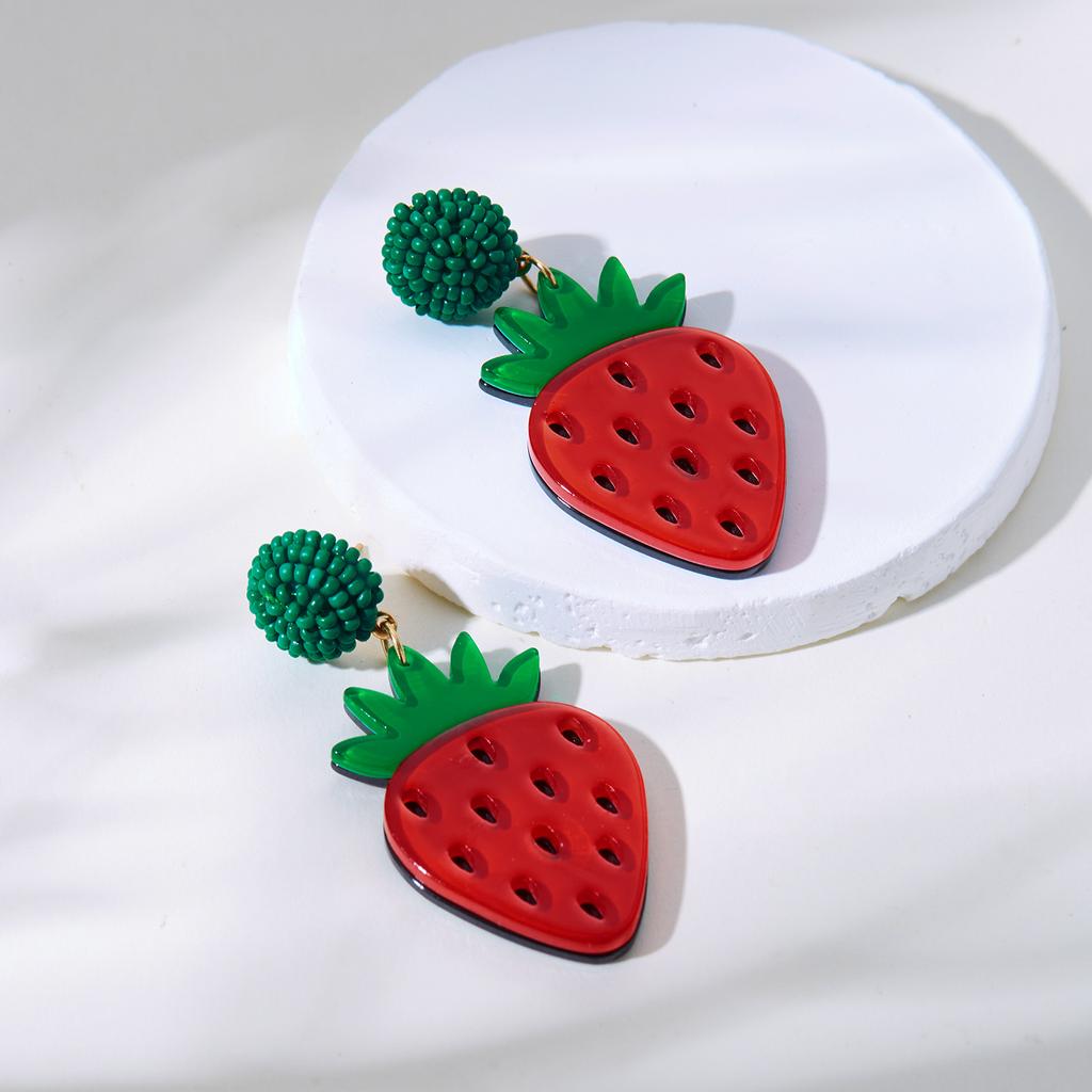 Fashion Acrylic Fruit Big Dangle Earrings For Women Trend Lemon Strawberry Pitaya Simulated Fruit Pendant Earring Charm Jewelry