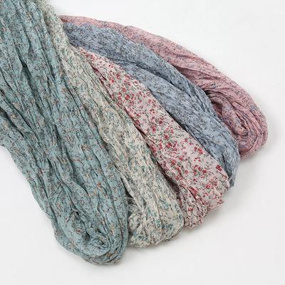 Spanien Schönes gepunktetes Blumen-Crinkle-Viskose-Schal-Tuch Damen Weich Dünn Strand-Wrap Pashmina-Stola Bufandas Muslimischer Hijab 175*85cm