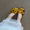 Spring Summer Leather Sweet Style Yellow Polka Dot Shallow Single Shoes for Women, Niche Versatile Shoes, Slip-on Small C