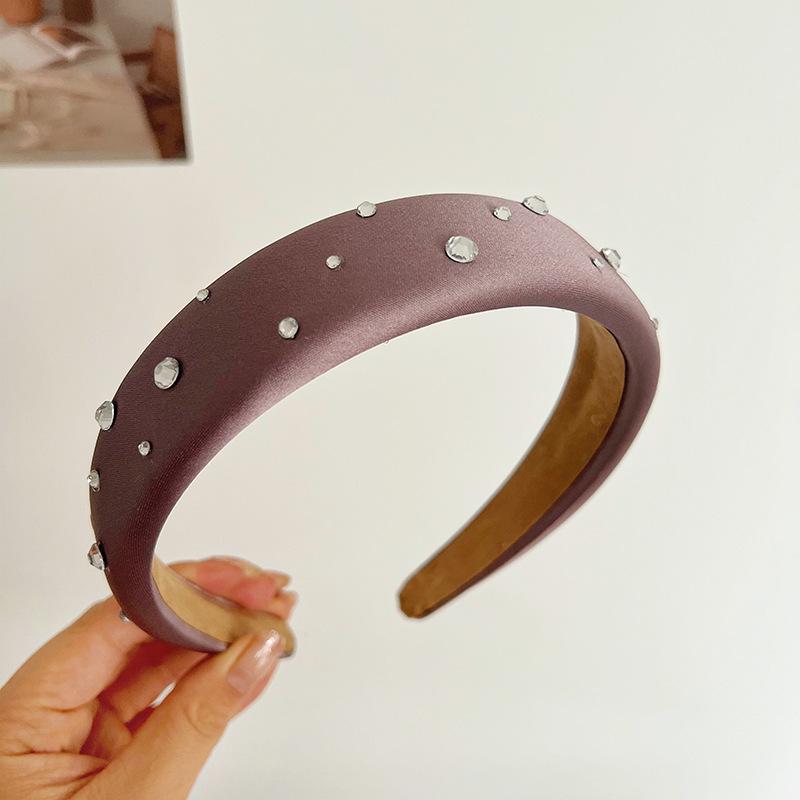 Champagne Gold Diamond Dot Women's Hairband Exquisite High Quality Shinning Satin Sponge Thickened Hair Accessories Headwear