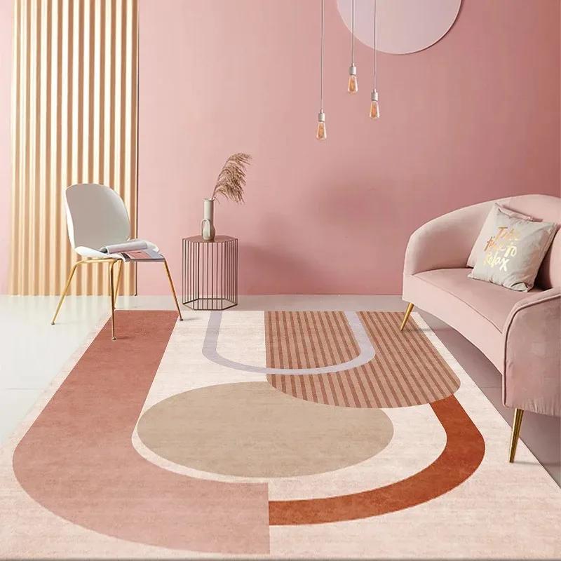 Pink Girl Bedroom Decor Square Carpet Luxury Nordic Carpets for Living Room Large Area Non-slip Cloakroom Rug Washable Floor Mat