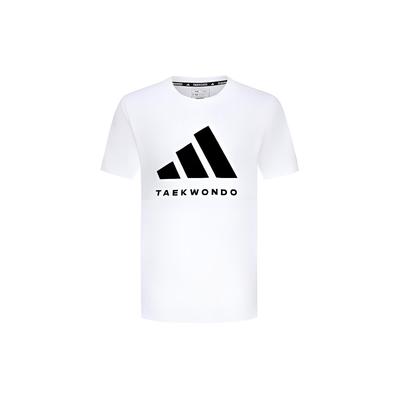 adidas Estampa de Logotipo Clássico Confortável Respirável Amigo da Pele Casual Tricô Gola Careca Manga Curta Camiseta Tops Unissex Branco Preto ADICLTS24TK-WB