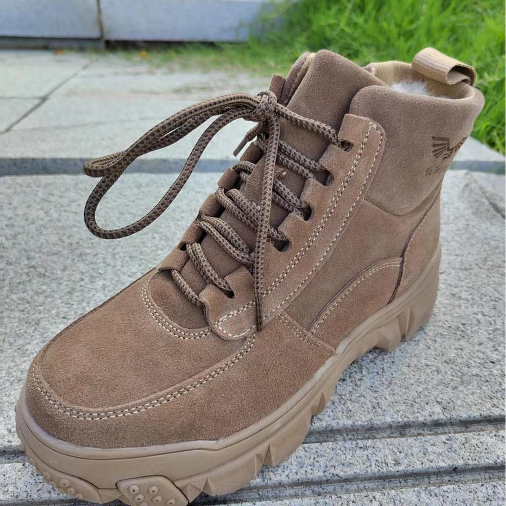 Men's Winter Non-Slip Fur Snow Boots - High-Top Wool and Velvet Outdoor Ice Fishing Shoes