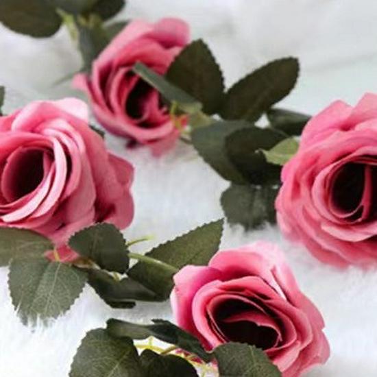 Rattan Plastic Rose Vine Artificial Flowers for Wedding Décor, Ceiling or Wall Hanging, and Air Conditioning Pipe Cover