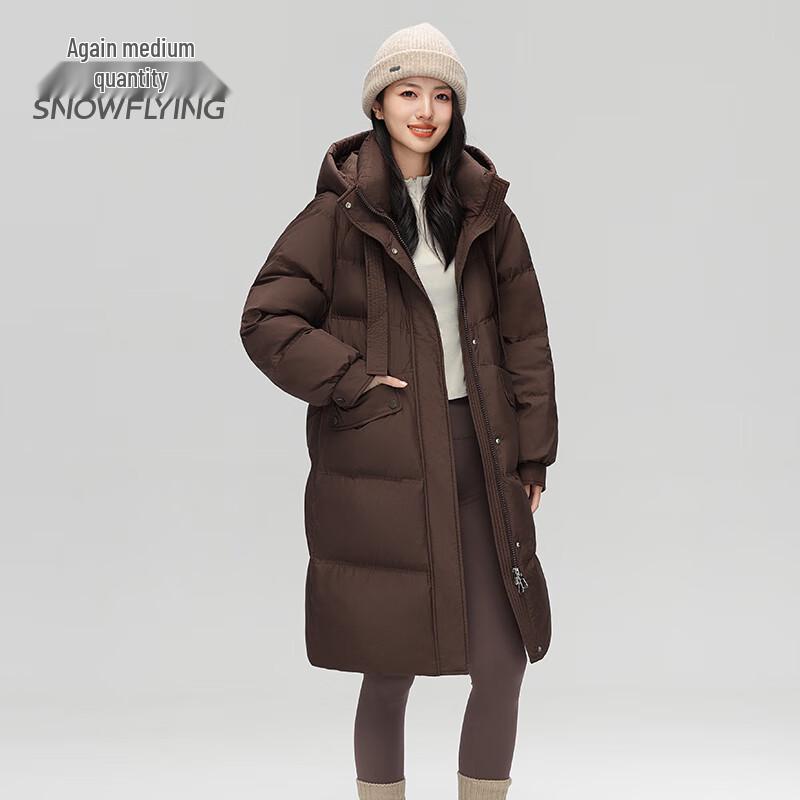 

XueZhongFei Women s Mid-Length Thickened Goose Down Jacket with Detachable Hood X40142712F 175/96A