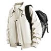 Spring Autumn Polo-neck Vintage Zipper Jacket Male Loose Casual All-match Outwear Coat Top
