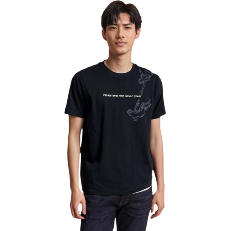 Uniqlo X Legend Of Zelda Collaboration Back Print Round Neck Pullover Short Sleeve T-Shirt Unisex T-Shirts Black 466088-09