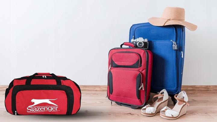 Czerwona Duża Pojemna Torba Podróżna Slazenger 50L Podróż Siłownia Praca