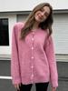 European and American hot-selling white with soft knitted cardigan women's retro buckle gray wool sweater jacket ins wind