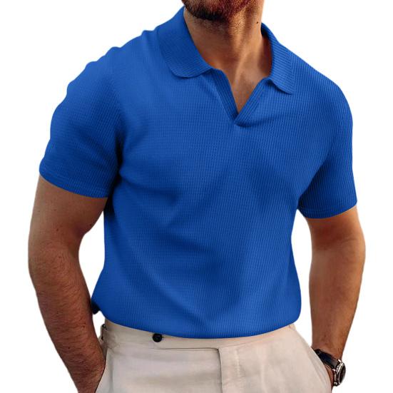 Herren Waffel Golfhemd Kurzarm Hemd mit Kentkragen Texturiertes Lässiges Sommerhemd für Büro Straße Urlaub Strandbekleidung